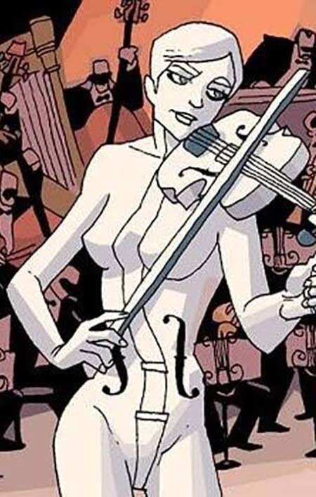 White Violin using her instrument-weapon