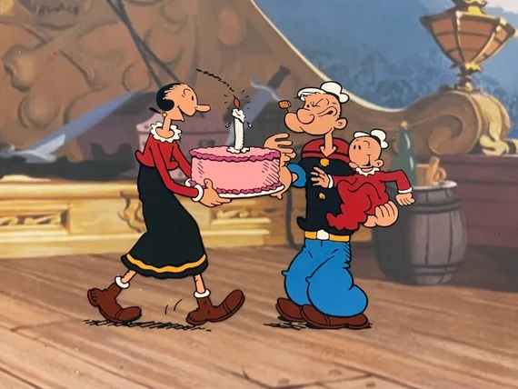 Little Swee’Pea with Olive Oyl and Popeye