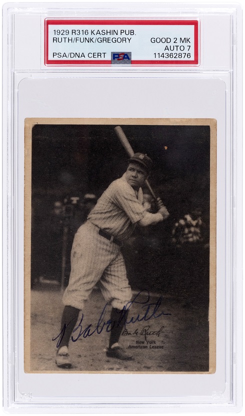 Hake’s Babe Ruth signed card