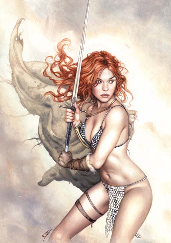 ComicLink Arantza Sestayo Red Sonja painting