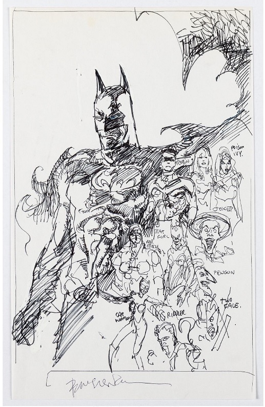 Heritage weekly auction Bill Sienkiewicz’s Batman The Movies cover preliminary art