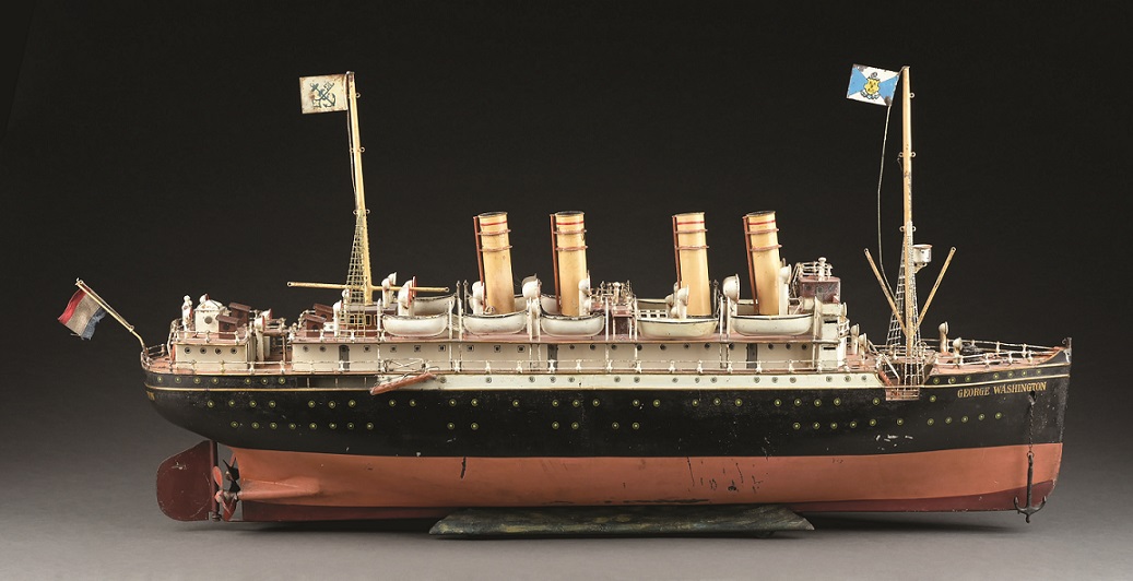 Morphy antique toy auction 4 Marklin ‘George Washington’ 4-stack ocean liner