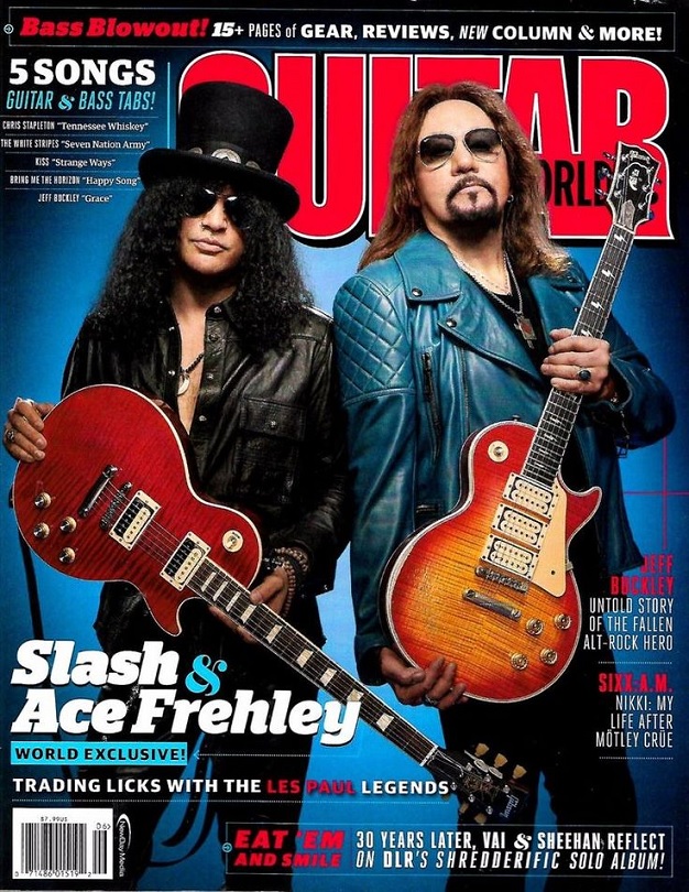 Ace Frehley on the cover of Guitar World with Slash