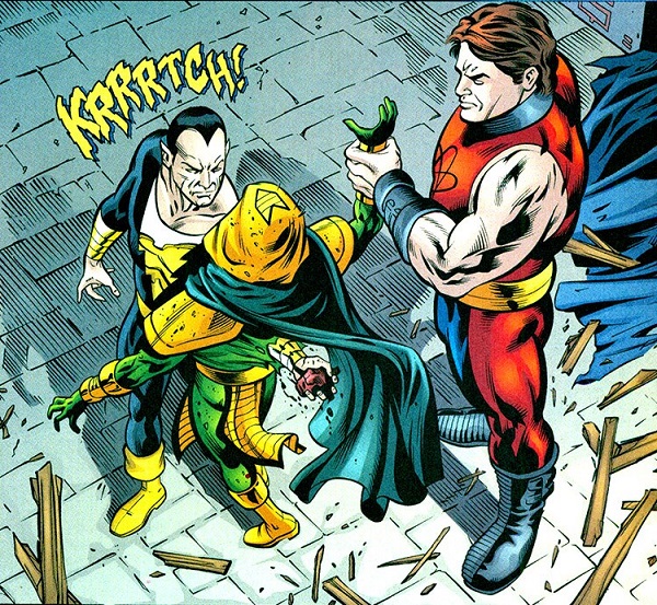 Atom Smasher and Black Adam dispatching a foe