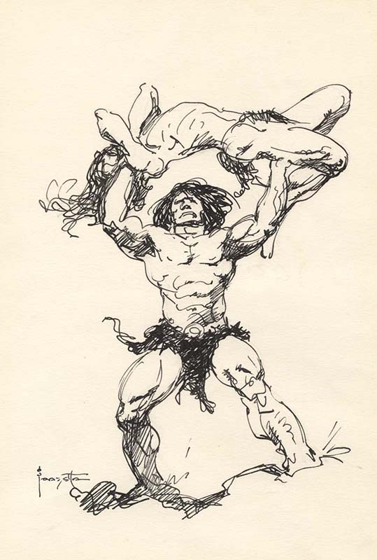 ComicLink Frank Frazetta Barbarian drawing