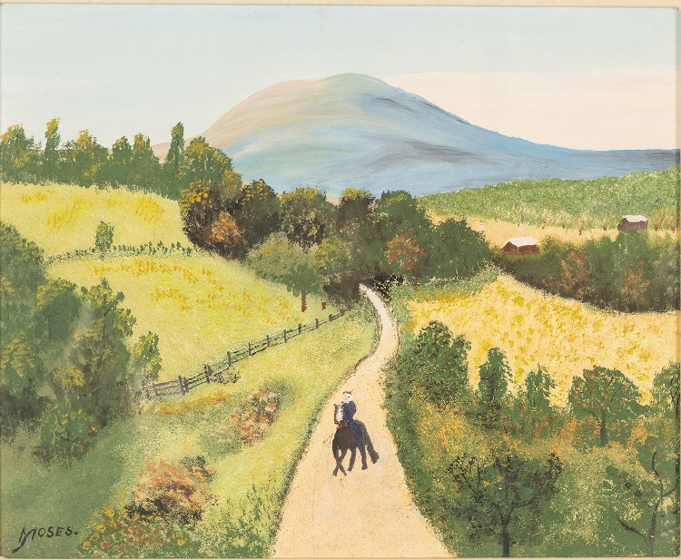 Everard auction 1 Grandma Moses’ ‘The Country Road,’ oil on Masonite