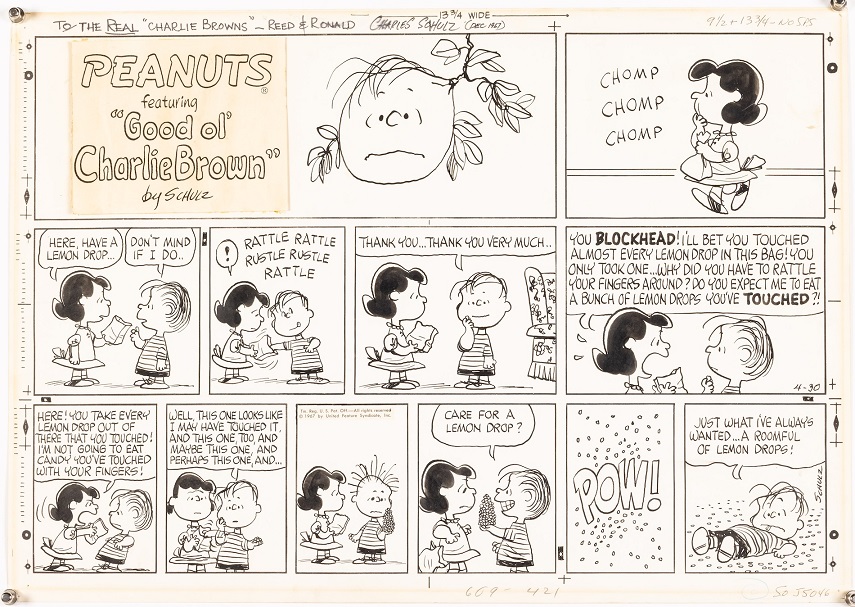 Everard auction 3 Charles M. Schulz’s Peanuts ‘Lemon Drop’ Sunday comic strip