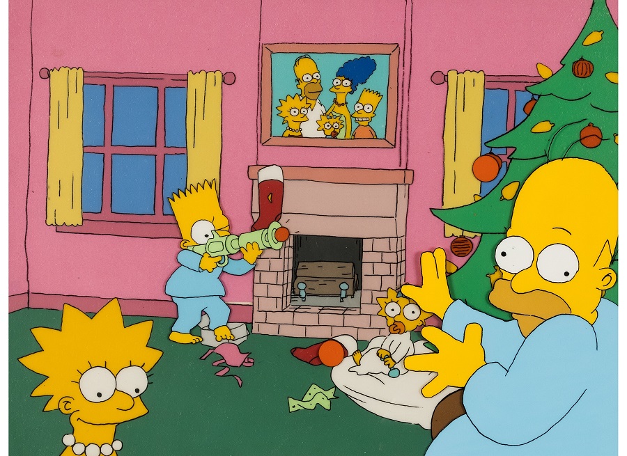 Heritage Anime and Everything Cool auction Tracey Ullman Show “Simpsons Xmas” key master production cel setup