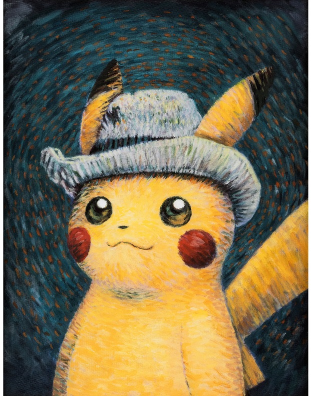 Heritage Anime and Everything Cool auction Van Gogh Museum x Pokémon “Pikachu with Grey Felt Hat” fine art