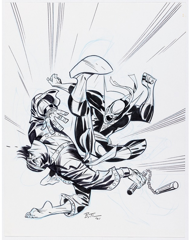 Heritage weekly auction Bruce Timm’s Iron Fist vs Shang-Chi specialty illustration