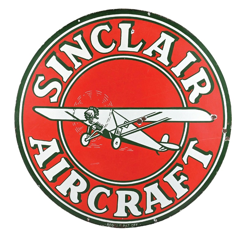 Morphy auction 1 Sinclair Aircraft Gasoline double-sided porcelain service station sign