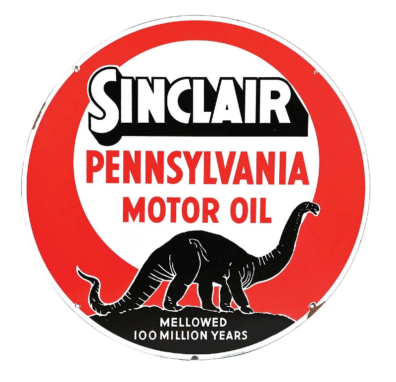 Morphy auction 2 Sinclair Pennsylvania Motor Oil double-sided porcelain sign