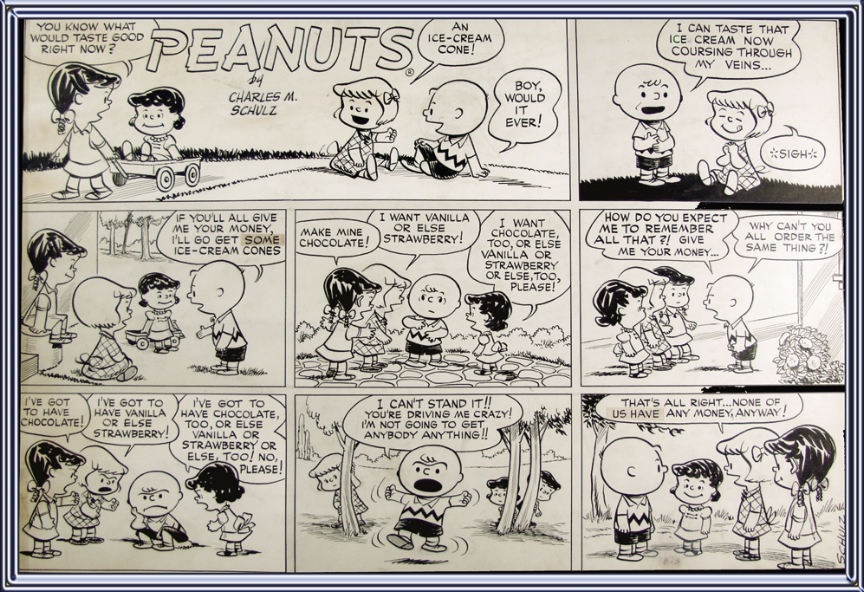 Peanuts at 75 Sunday strip from 1952