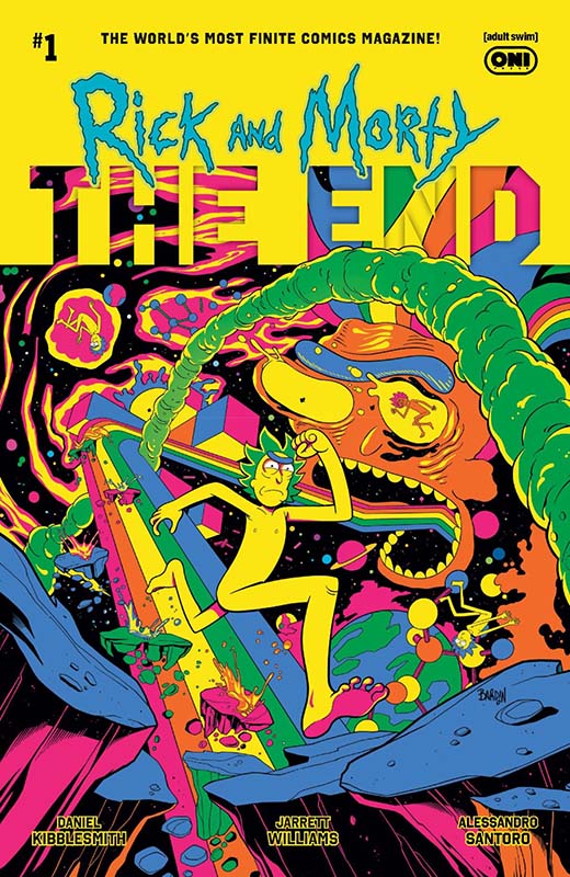 Rick and Morty The End #1 blacklight colors variant by Dave Bardin