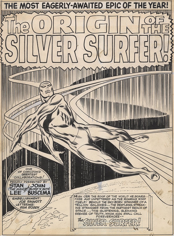 ComicLink John Buscema and Joe Sinnott Silver Surfer #1 page 1 title splash