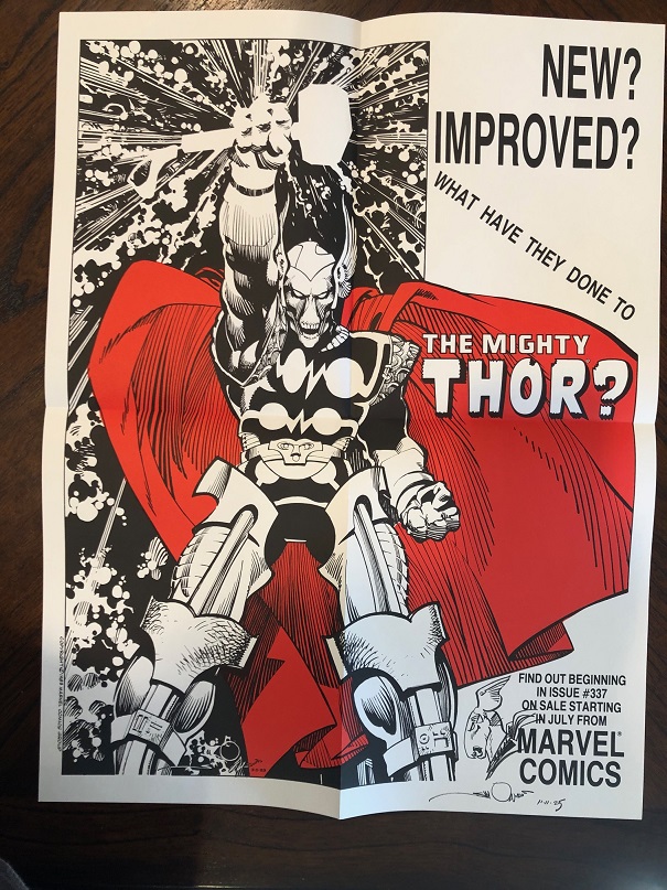 Hero Initiative Thor promo poster with a Beta Ray Bill drawing by Walter Simonson