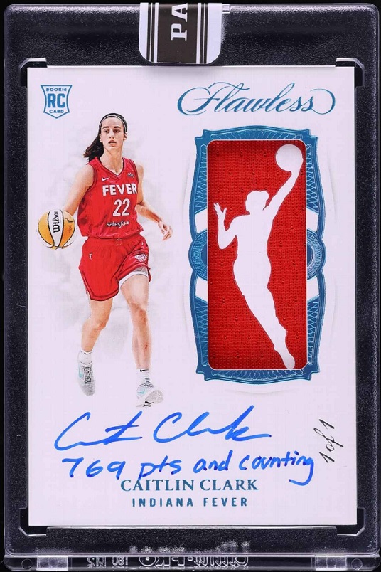Pop culture sales of 2025 2024 Panini Rookie Caitlin Clark Logowoman card sold for $660,000 at Fanatics Collect