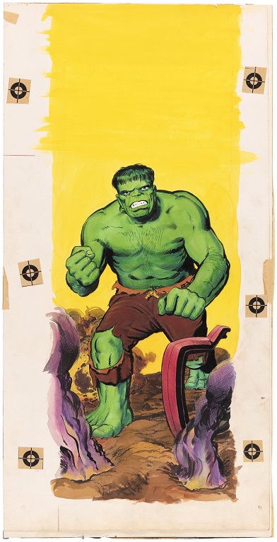 Pop culture sales of 2025 Aurora Incredible Hulk model kit box lid original art sold for $32,204 at Hake’s