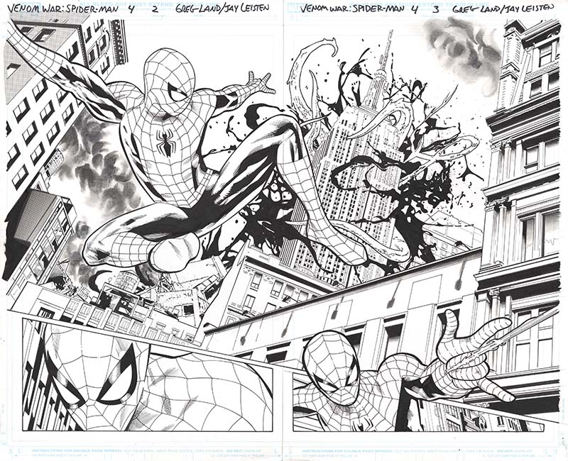 ComicLink Greg Land Venom War Spider-Man #4 double page splash