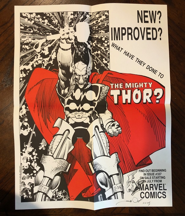 Hero auction Thor promo poster with sketch by Walter Simonson