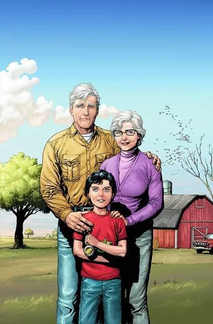 Ma and Pa Kent with young Clark