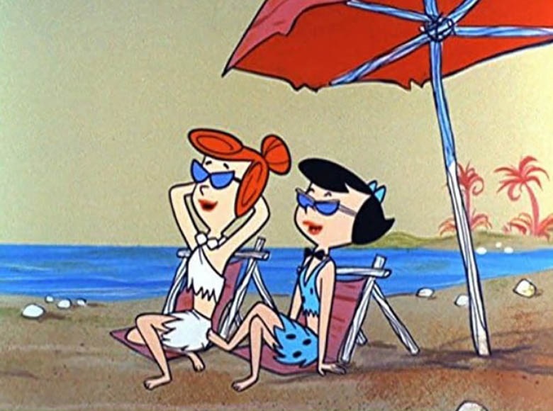 The Flintstones – Wilma and Betty catching some rays