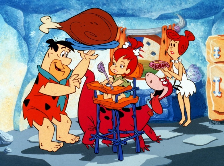The Flintstones preparing for a meal