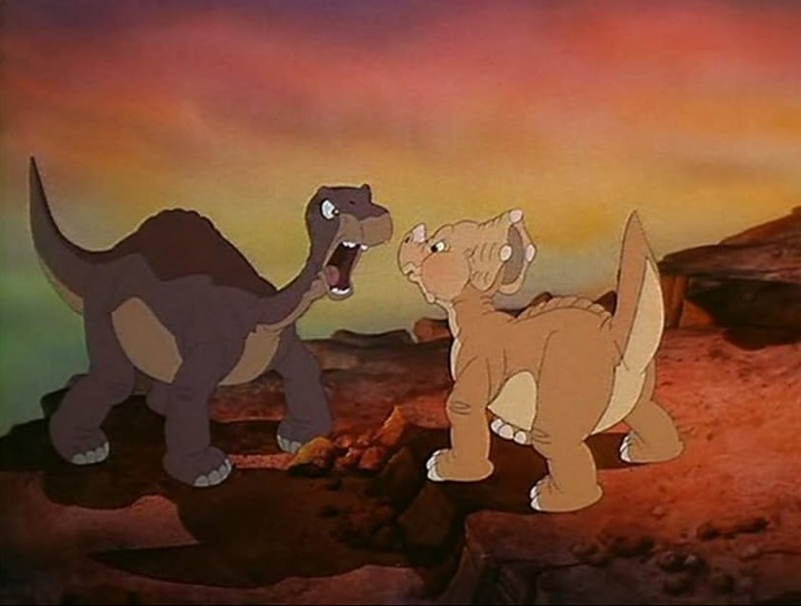 The Land Before Time – Littlefoot and Cera arguing before they learned to get along