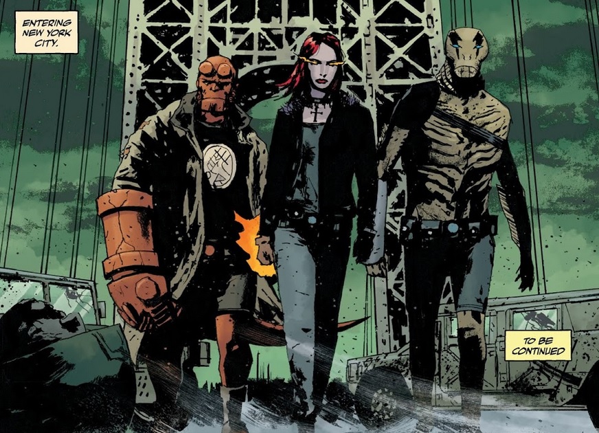 BPRD team members Hellboy, Liz Sherman, and Abe Sapien