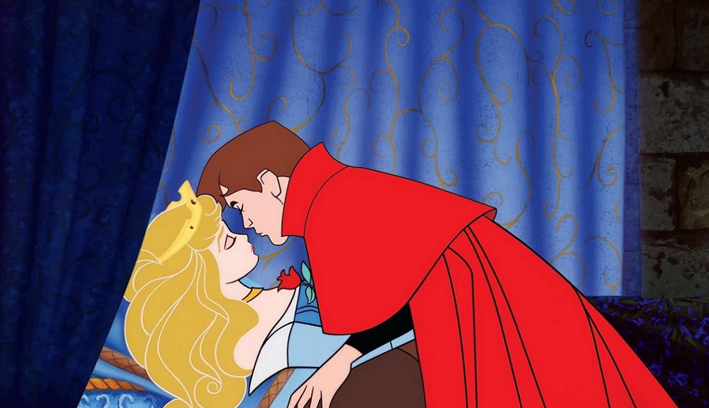 Sleeping Beauty Prince Phillip about to wake Aurora