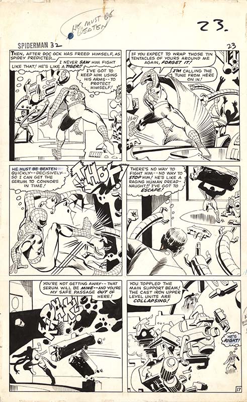 ComicLink Steve Ditko Amazing Spider-Man #32 Doc Ock battle page