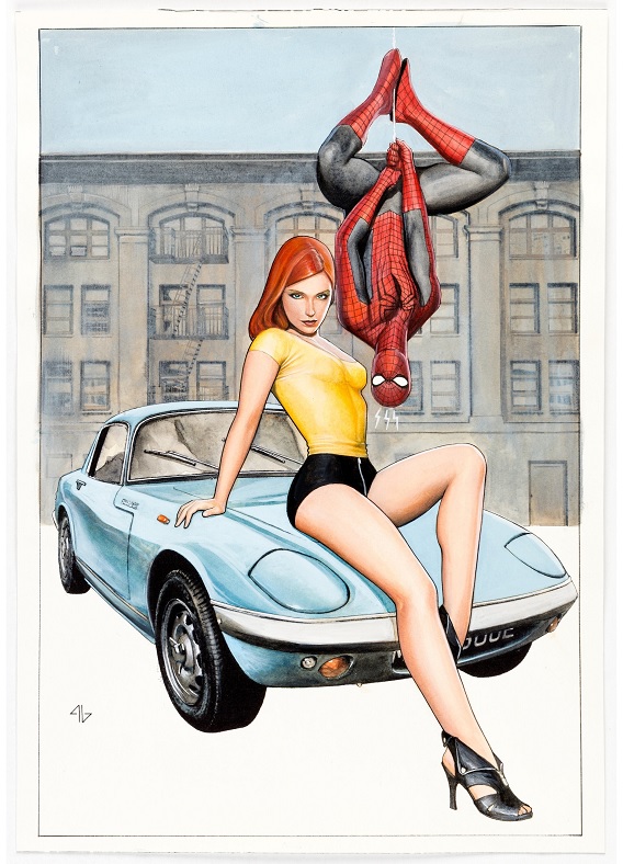 Heritage weekly auction Adi Granov’s Mary Jane and Spider-Man specialty illustration