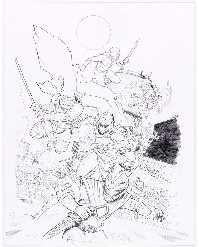 Heritage weekly auction Ben Bishop’s Mighty Morphin Power Rangers-Teenage Mutant Ninja Turtles #1 cover