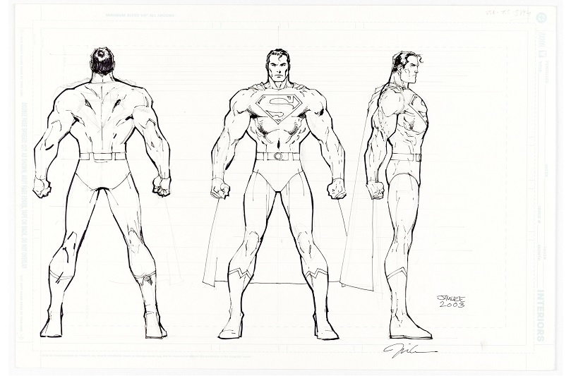 Heritage weekly auction Jim Lee Superman model sheet illustration