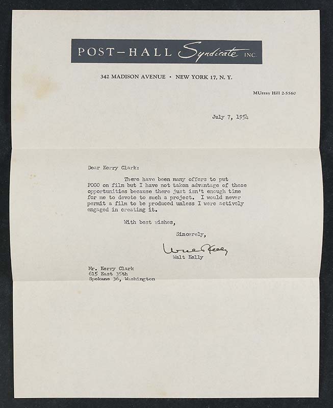 MyComicShop Walt Kelly signed letter