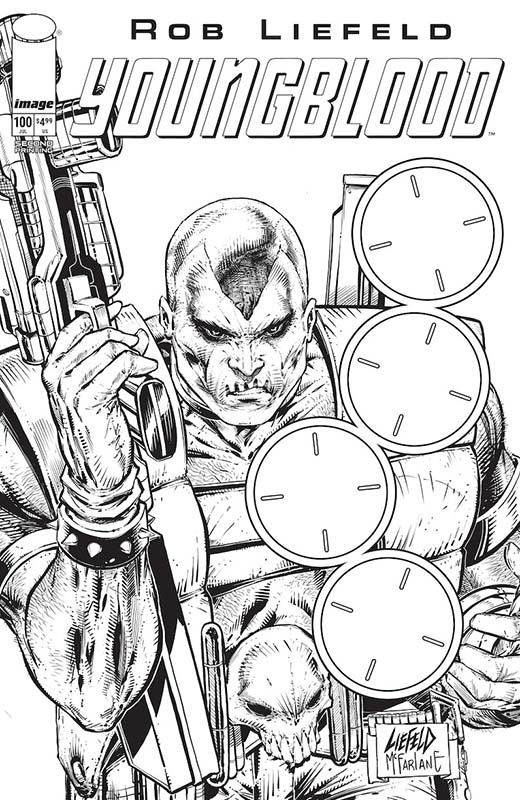 Youngblood #100 second printing black and white sketch variant