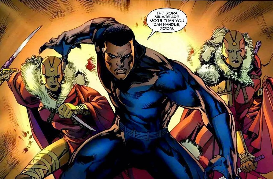 Black Panther going into battle with the Dora Milaje