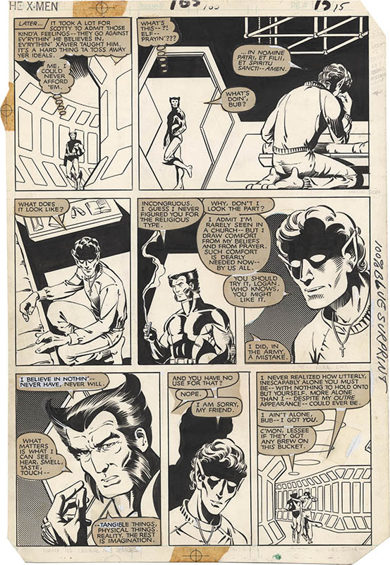 ComicLink Paul Smith and Bob Wiacek Uncanny X-Men #165 Wolverine and Nightcrawler page