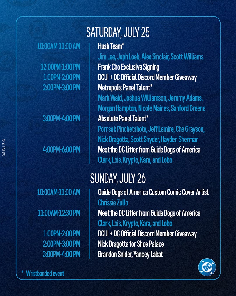 DC’s SDCC signings on Saturday & Sunday
