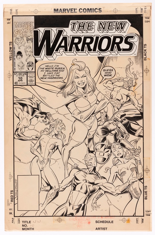 Hake’s original art New Warriors #10 cover by Mark Bagley