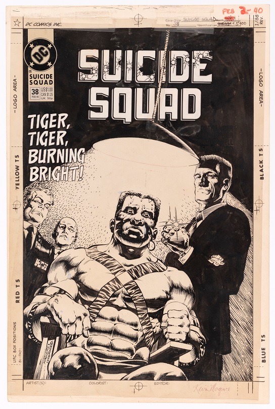 Hake’s original art Suicide Squad #38 cover by Kevin Maguire