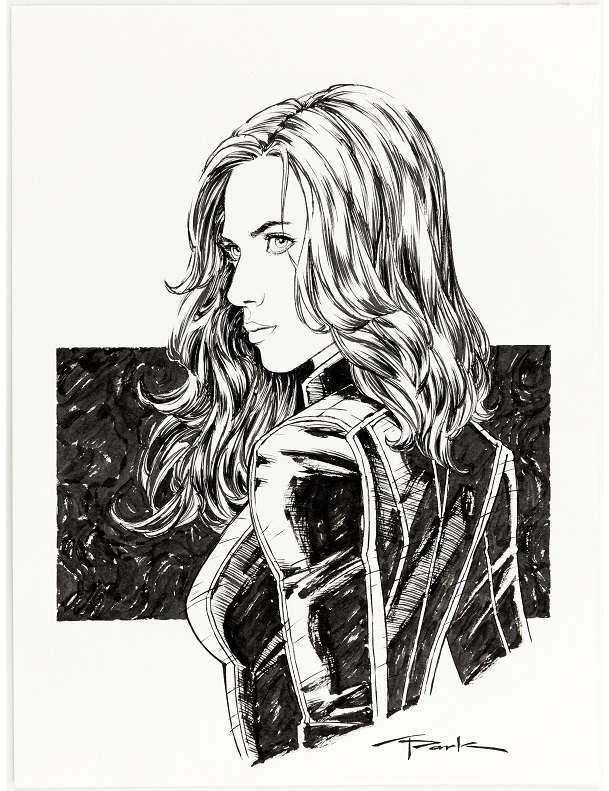 Heritage weekly auctions Andy Park’s Scarlet Johansson as Black Widow illustration