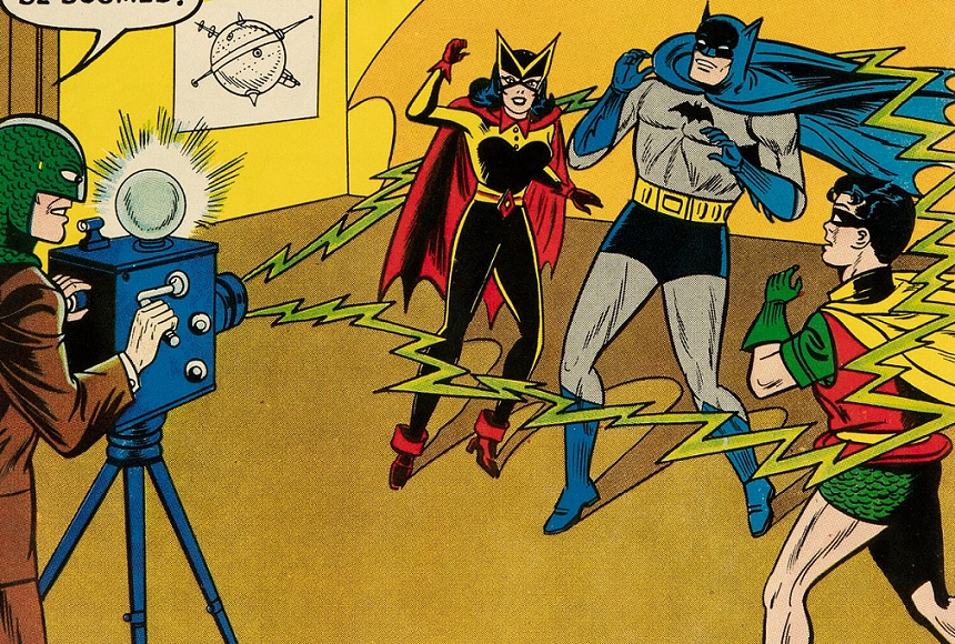 Kathy Kane with Batman and Robin
