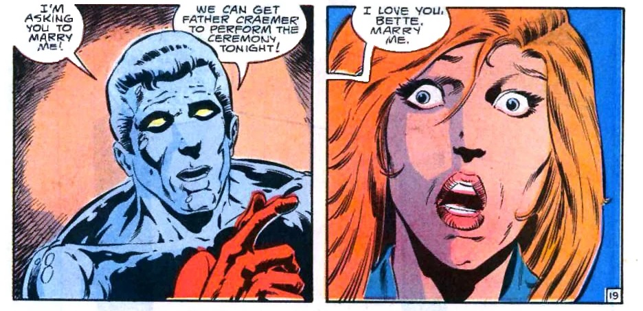 Plastique and Captain Atom when he proposed