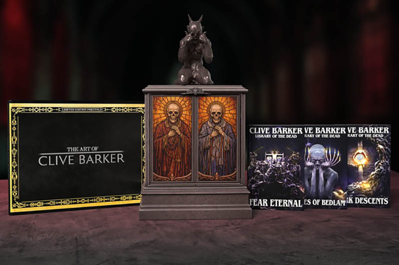 Clive Barker’s Library of the Dead books, case, and art portfolio