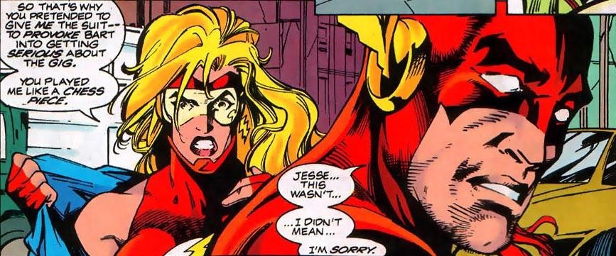 Jesse Quick learning that Wally had deceived her