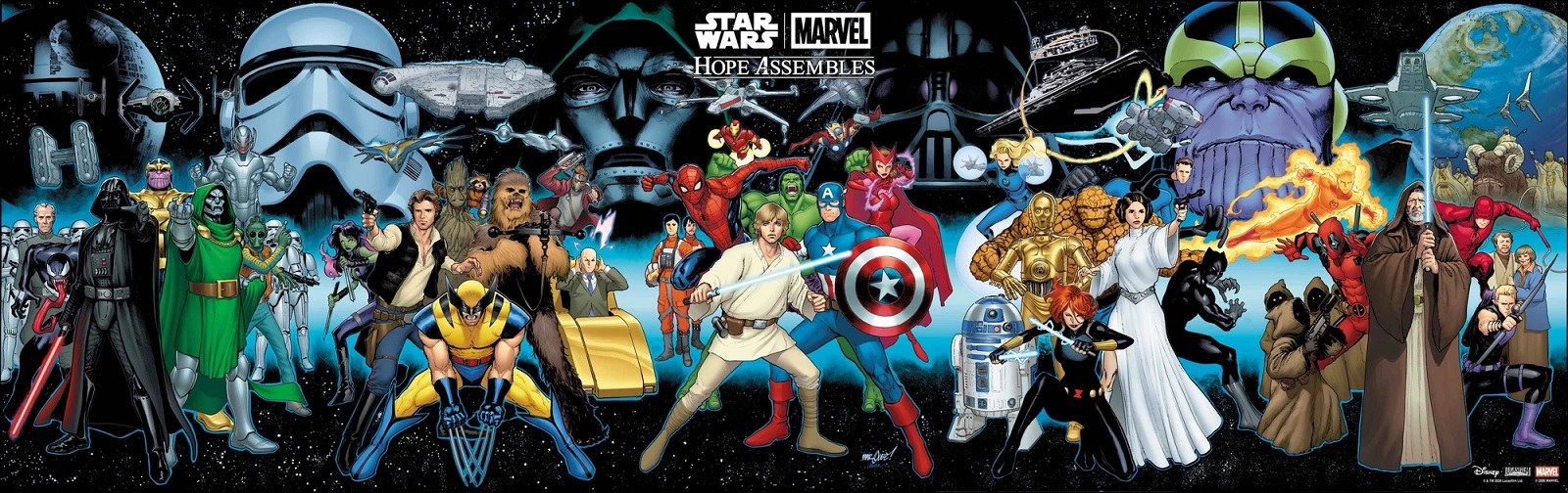 Star Wars-Marvel Hope Assembles 5-part connecting covers by David Marquez
