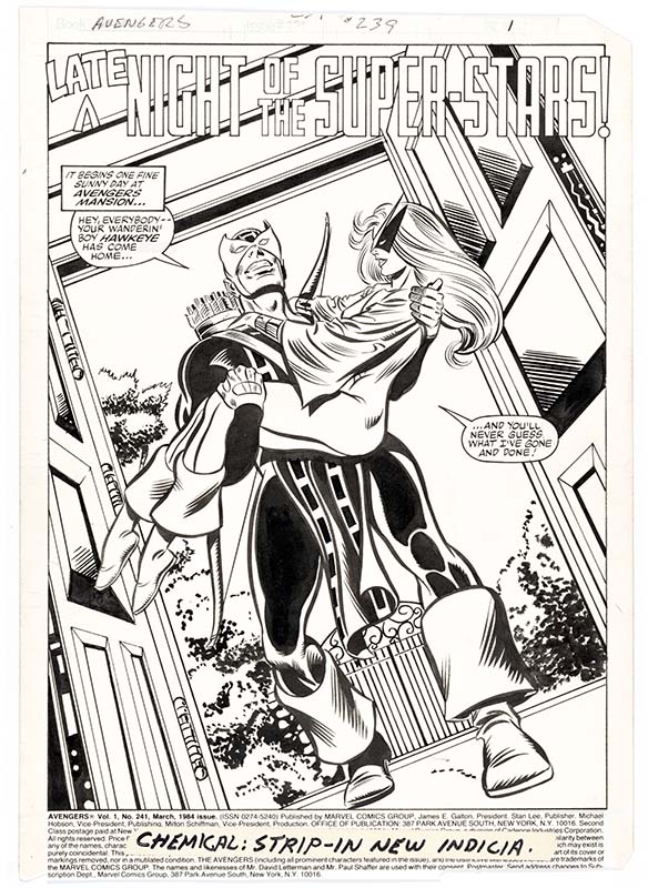 Heritage weekly auctions Al Milgrom and Joe Sinnott’s The Avengers #239 splash page 1