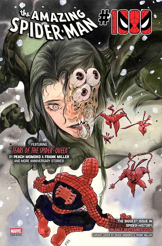 The Amazing Spider-Man #1000 variant cover by Peach Momoko and Frank Miller
