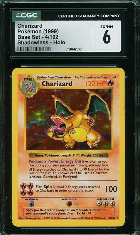 CertifiedLink 1999 Pokémon Charizard Base Set 4-102 Shadowless – Holo